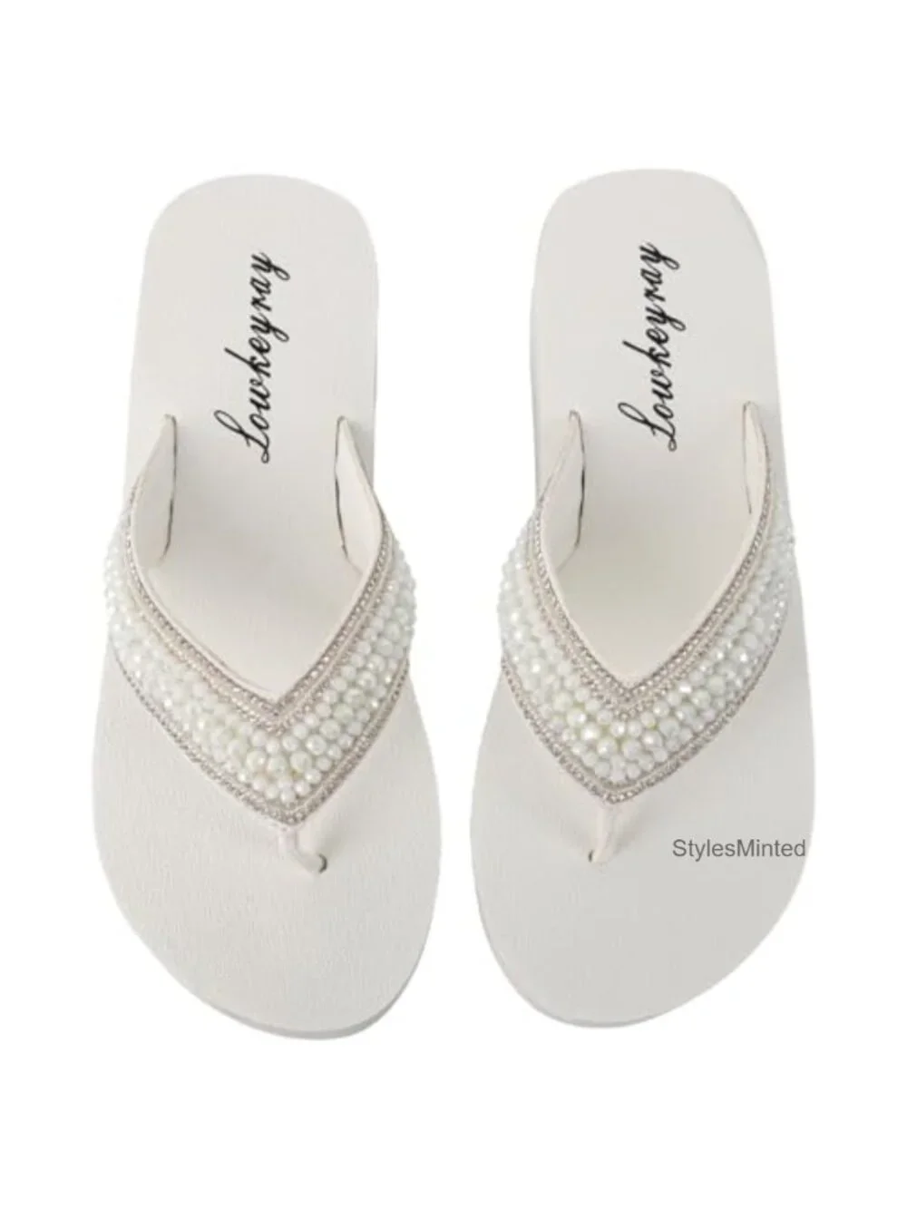 Rhinestone Platform Wedge Flip Flops Sandals - Yoga Foam Comfort